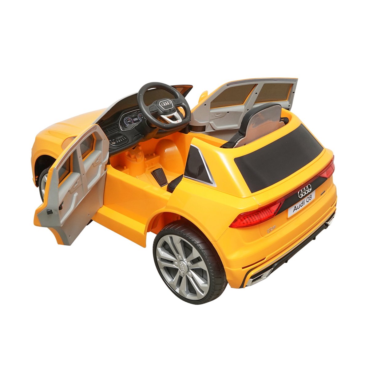 Masinuta electrica cu baterie 6V/7Ah si telecomanda pentru copii JJ2066 Audi Q8 galben cu scaun piele